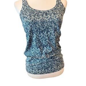 banana republic blue floral tank top womens xl
